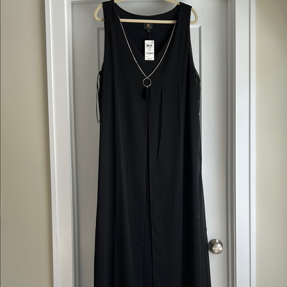 JM Collection Black Sleeveless V-Neck Maxi Sundress